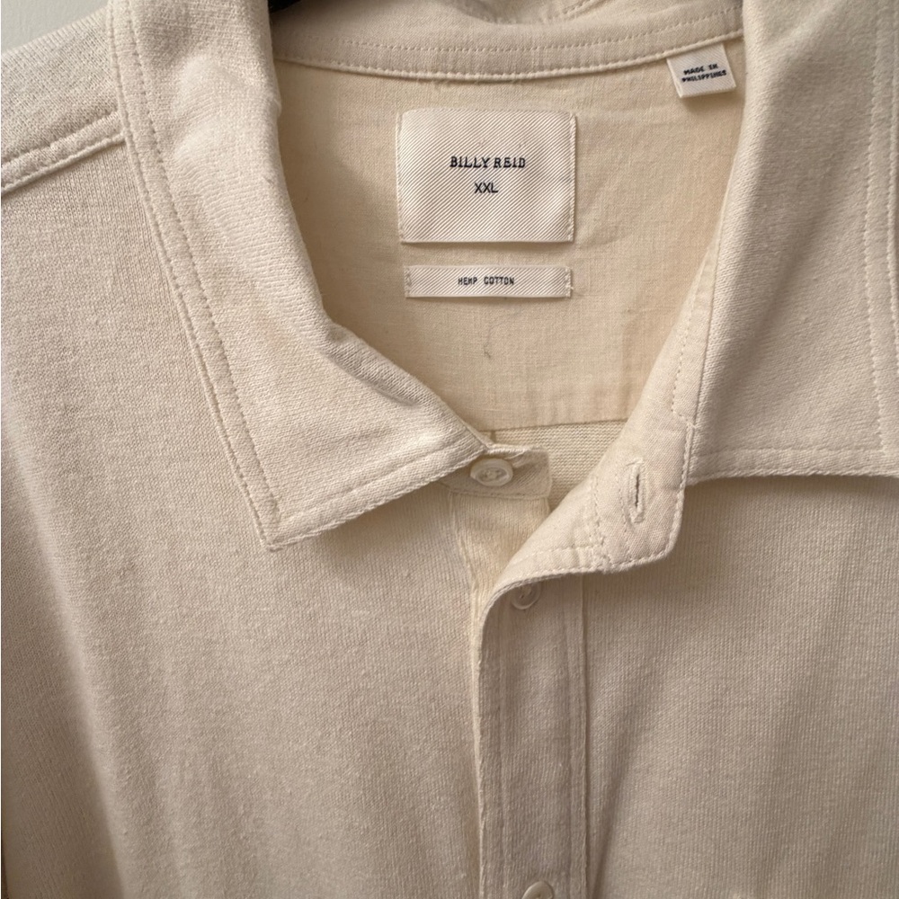 Billy Reid Cream Hemp-Cotton Button-Down Shirt